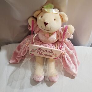 Ava's Room Ballerina Teddy Bear Princess Door Hanger Stuffed Animal Plush Pink